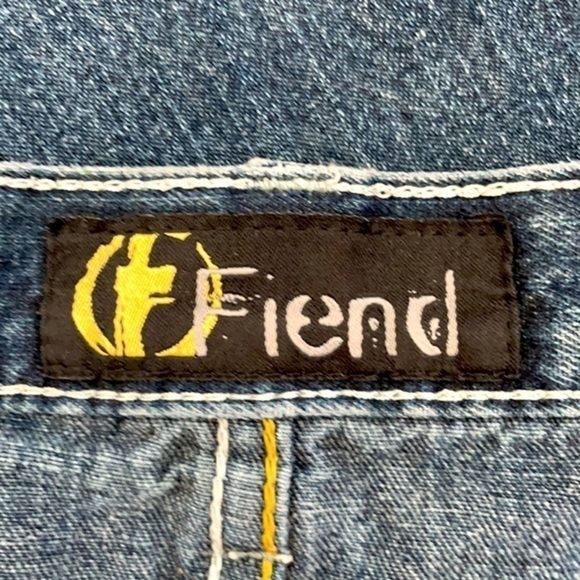 FIEND | Men’s Faded Wash Dark Blue Jeans Waist Size 40 Length 32 - Picture 4 of 7